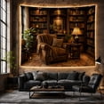 thumbnail image 6 of Leather Armchair Library Tapestry Wall Hanging, 6 of 7