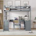thumbnail image 3 of Harper & Bright Designs Full Size Loft Bed with Desk, Wood Loft Bed with Drawers & Storage Shelves, High Loft Bed Full with Vanity Mirror for Boys Girls Adults, Gray, 3 of 14