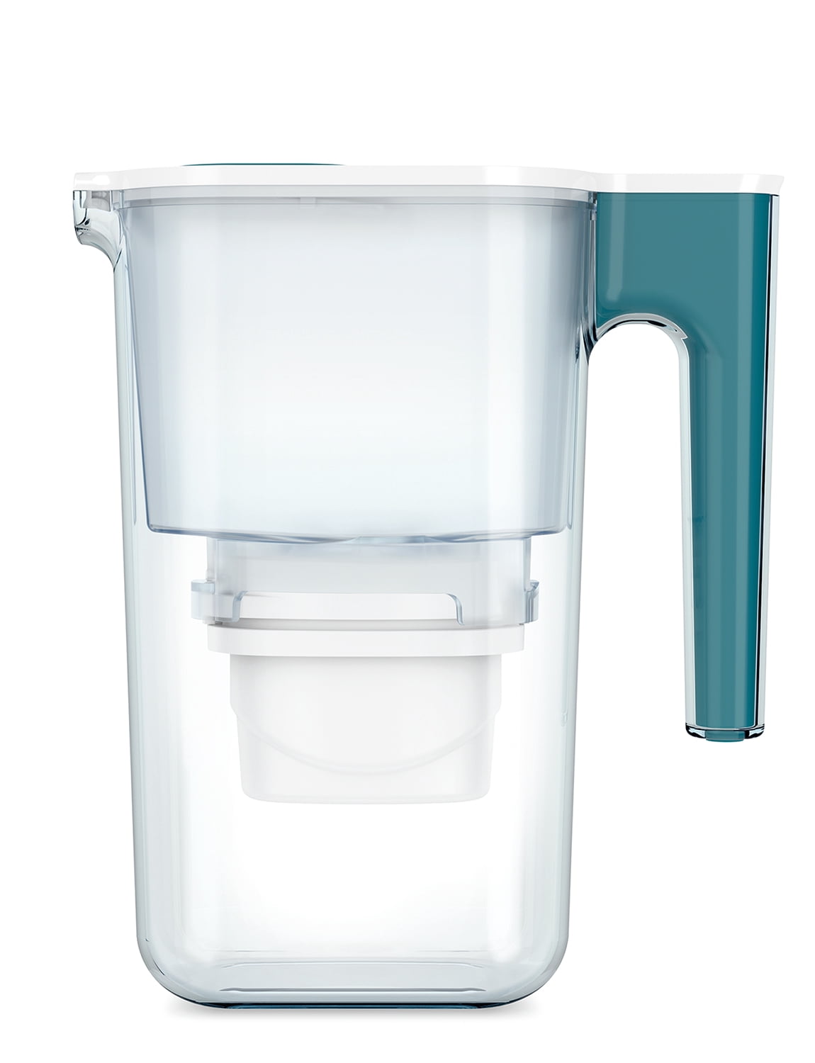 Perfect Pour 6 Cup Water Filter Pitcher by Aqua Optima, Ergonomic, Eliminates Splashes and Spills, BPA Free, WQA Certified, includes 3 Evolve+ Water Filters, Teal
