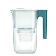 Perfect Pour 6 Cup Water Filter Pitcher by Aqua Optima, Ergonomic, Eliminates Splashes and Spills, BPA Free, WQA Certified, includes 6 Evolve+ Water Filters, Teal