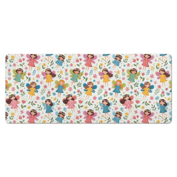 Princess and Fairy White Pattern Diatomite Bath Mat, Stone Bath Rug with Non-Slip Rubber Backing, Easy To Clean Gifts for Housewarming Holiday,20"x48"