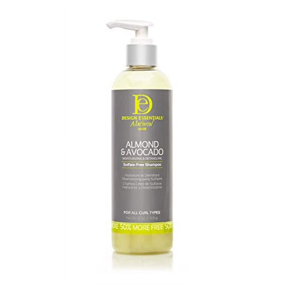 Design Essentials Super Hydratant et Démêlant Sans Sulfate - Sans - Almond & Avocado Collection, Shampooing 12 Fl Oz