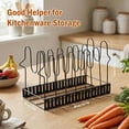 thumbnail image 5 of Expandable Pot Lid Organizer for Cabinet, 12"-23" Adjustable Pots & Pans Lid Rack with 8 Dividers, Under Cabinet Storage for Bakeware, Cutting Boards & Lids, Black, 5 of 8