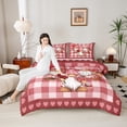 thumbnail image 4 of Homewish Girls Teens Kawaii Gnome 2pcs Bedding Comforter Set,Geometric Plaid Grid Twin Comforter Sets,Romantic Valentine's Day Breathable Bedding Set,Super Cozy Room Decor, 4 of 8