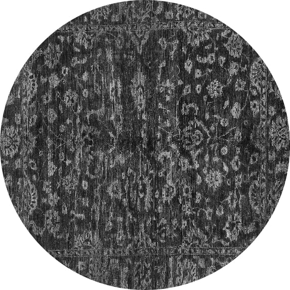 Ahgly Company Indoor Round Abstract Gray Modern Area Rugs, 5' Round