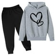 thumbnail image 2 of Swuxness Toddler Long Sleeve Sweatshirt Two Piece Sets, Kids Fall Sweatpants Sets, Kids Print Hooded Elastic Waist Pants Comfortable Outfit for Boys and Girls Gray, 3-4 Years, 2 of 3