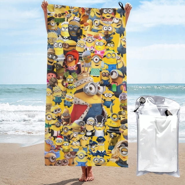 Toallas de playa de los Minions, toallas de baño absorbentes y ligeras de secado rápido, toalla de baño de microfibra ultra suave para viajes, playa, gimnasio, camping, yoga, picnics, piscina, 27,5 x