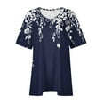 thumbnail image 4 of Titcea Plus Size Tops for Women Floral Print V Neck Short Sleeve Oversized T Shirts Loose Comfort Casual Holiday Shirt, 4 of 4
