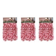 3 pack 10ft red white Festive Garland,Christmas Tinsel Garland - 4.5in Width, Ideal for Christmas Furniture Decor, Flexible Decoration For Various Furniture