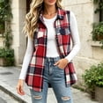 thumbnail image 5 of SuTry Women's Plaid Vest, Button Front Lapel Collar Sleeveless Jacket, Flannel Lined Casual Waistcoat with Pockets, Everyday Versatile Fall Winter Layering, 5 of 7