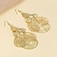 thumbnail image 4 of Eosunjian 1 Pair Hook Earrings Exaggerated Retro Geometric Elegant Hollow Flowers Waterdrop Pendant Women Dangle Earrings Fashion Jewelry Black, 4 of 13