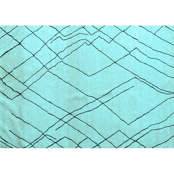 Ahgly Company Indoor Rectangle Solid Light Blue Modern Area Rugs, 7' x 9'