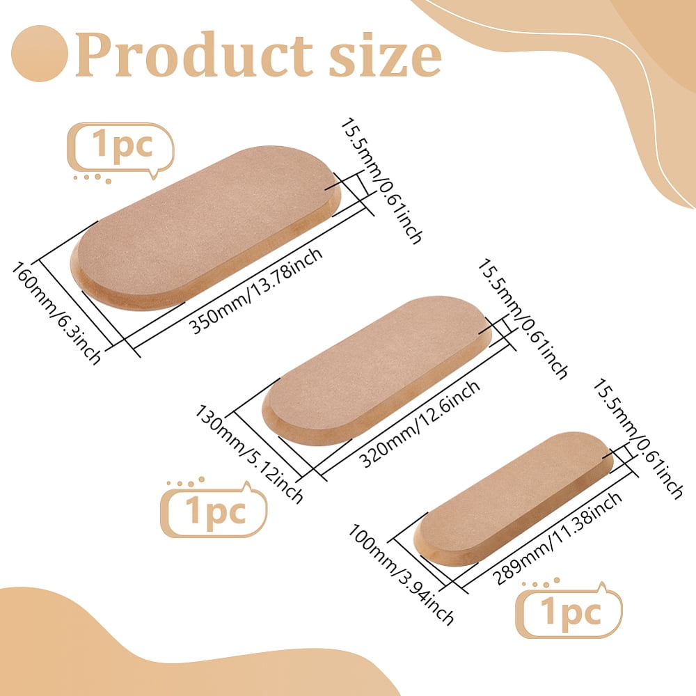 3Pcs Wood Clay Cutter Base Plate Kit Clay Modeling Tool Tan Oval 28.9~35x10~16x1.55cm