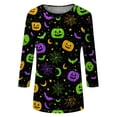 thumbnail image 5 of Halloween Shirts for Women CrewNeck Shirts Fall Halloween Funny Graphic 3/4 Length Sleeve Tops, 5 of 7