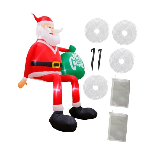 Decoración navideña inflable de Papá para exteriores con accesorios de montaje y bolsa de regalo grande. Adorno navideño iluminado para fiestas