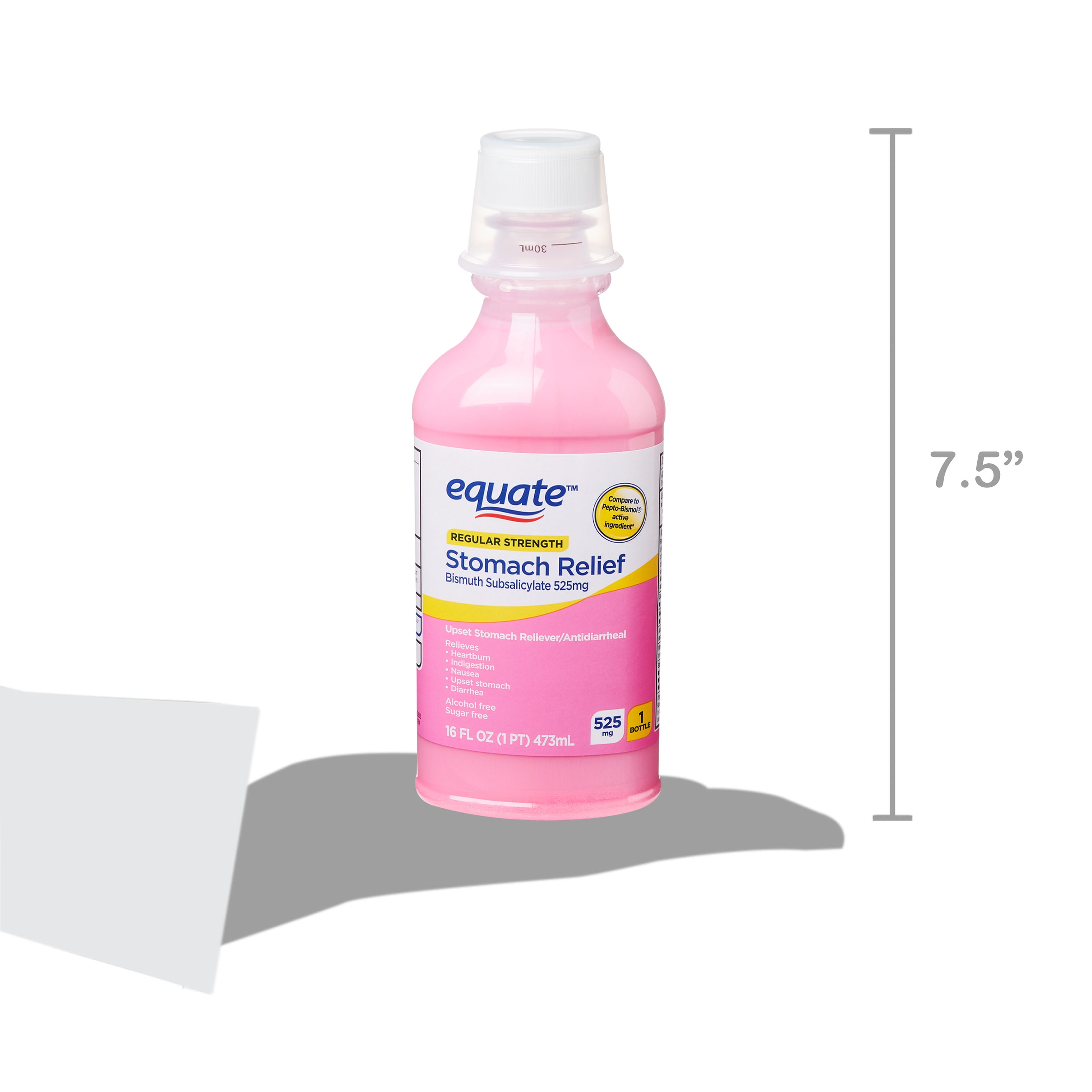 Equate Regular Strength Stomach Relief Liquid, 525 mg, 16 fl oz