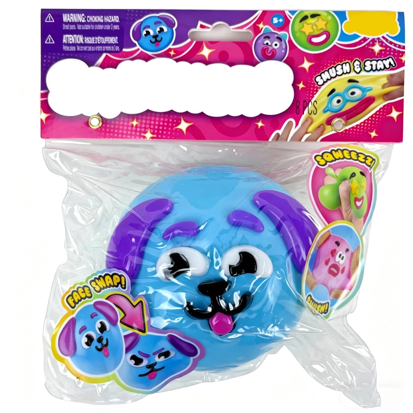 Smushers Squeeze Toys, Novelty Smush Face Squeeze Toys, Durable Removable Facial Expressions for Birthdays and Get-Togethers, Cute & Expressive Design (Blue)