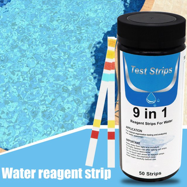 Tiras reactivas rápidas de pureza del agua, tiras reactivas portátiles 9 en 1 para piscina, tiras reactivas para agua de piscina, respuesta rápida
