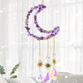 thumbnail image 3 of Natural purple powder crystal crushed stone hollowed out moon octagonal beads crystal decoration wind chime sun catcher, 3 of 5