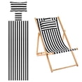 thumbnail image 1 of Uxcell Toile de Remplacement pour Chaise à Sangle de Plage, Tissu de Chaise Longue avec Oreiller, Rayures Fines, Noir, 1 of 7