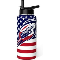 32oz Insulated Football Water Bottle with American Flag - Sports Drink Thermos for Football Players, Fans, Coaches - Gifts for Men, Women, Youth Football Lovers (Football Accessories)