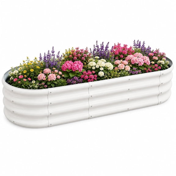 1PC Raised Garden Bed 71×35×11in Lightweight Planter Boxes Outdoor With Easy Assembly, Large Oval Metal Vegetable Growing Bed