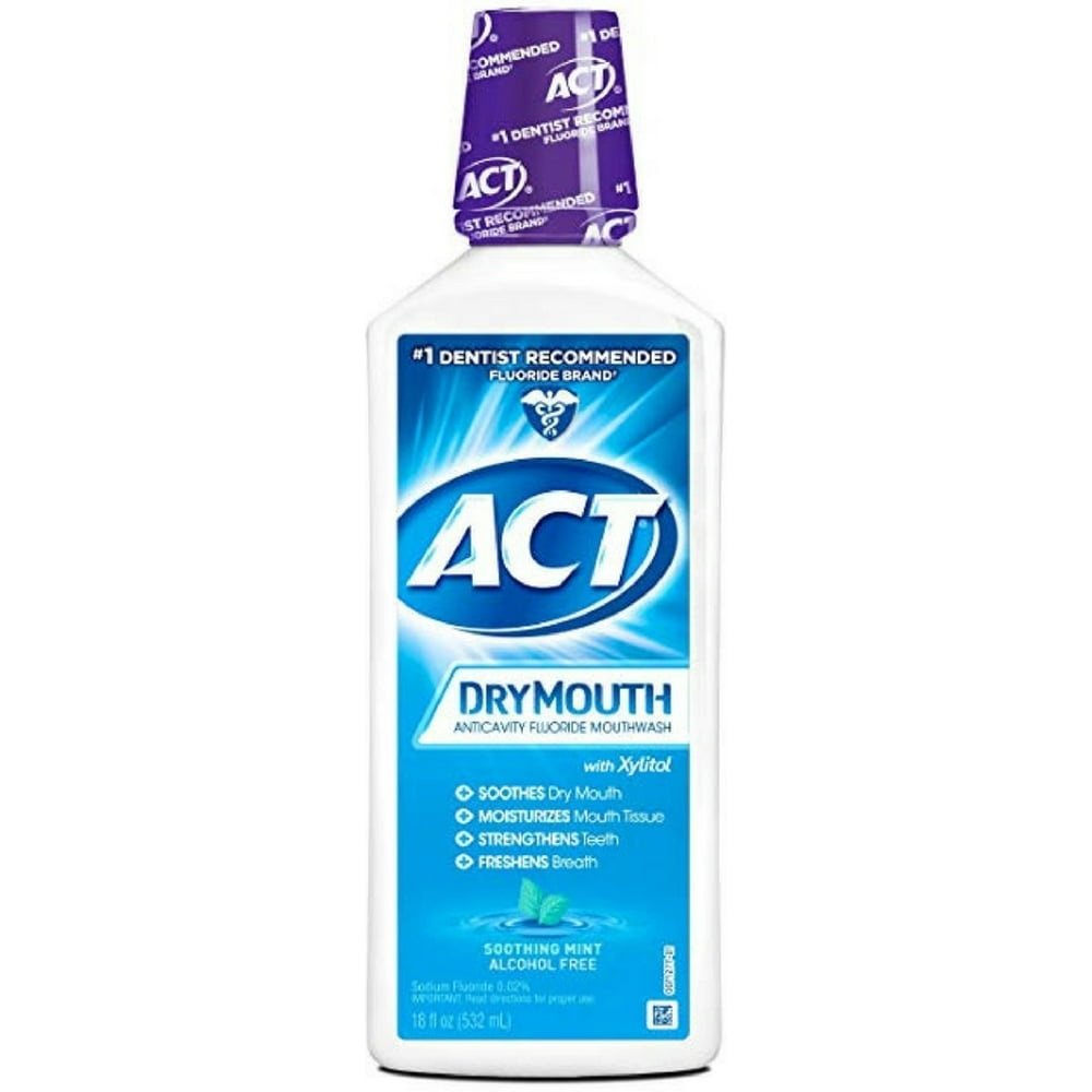 2 Pack ACT Total Care Dry Mouth Anticavity Mouthwash, Soothing Mint