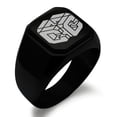 thumbnail image 1 of Stainless Steel Letter C Initial 3D Cube Box Monogram Engraved Engraved Square Flat Top Biker Style Polished Signet Ring, 1 of 1