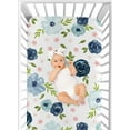thumbnail image 2 of Sweet Jojo Designs Watercolor Floral Blue Pink White Fitted Crib Sheet, 2 of 6