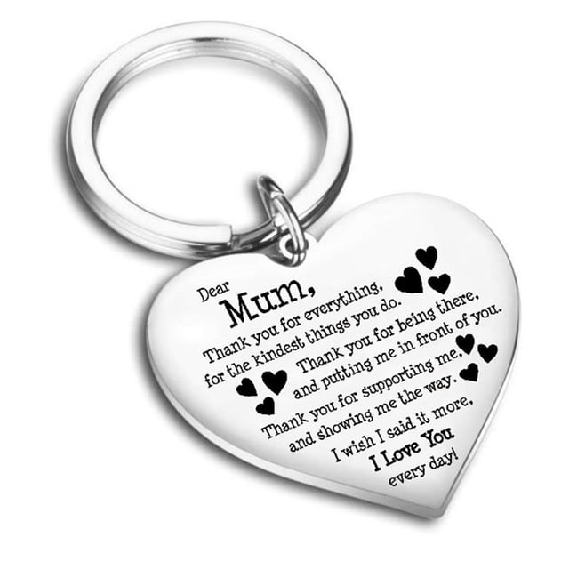Heart Shaped Engraved Letters Keychain Mother's Day Heart Keychain Wear Resistant Sturdy Love Pendant