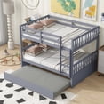 thumbnail image 3 of Leumius Full Over Full Size Bed Frame with Trundle, Ladder and Guardrails, Convertible to 2 Full Size Beds, Rubber Wood Bed with Twin Size Trundle for Boys Girls Grey, 3 of 9
