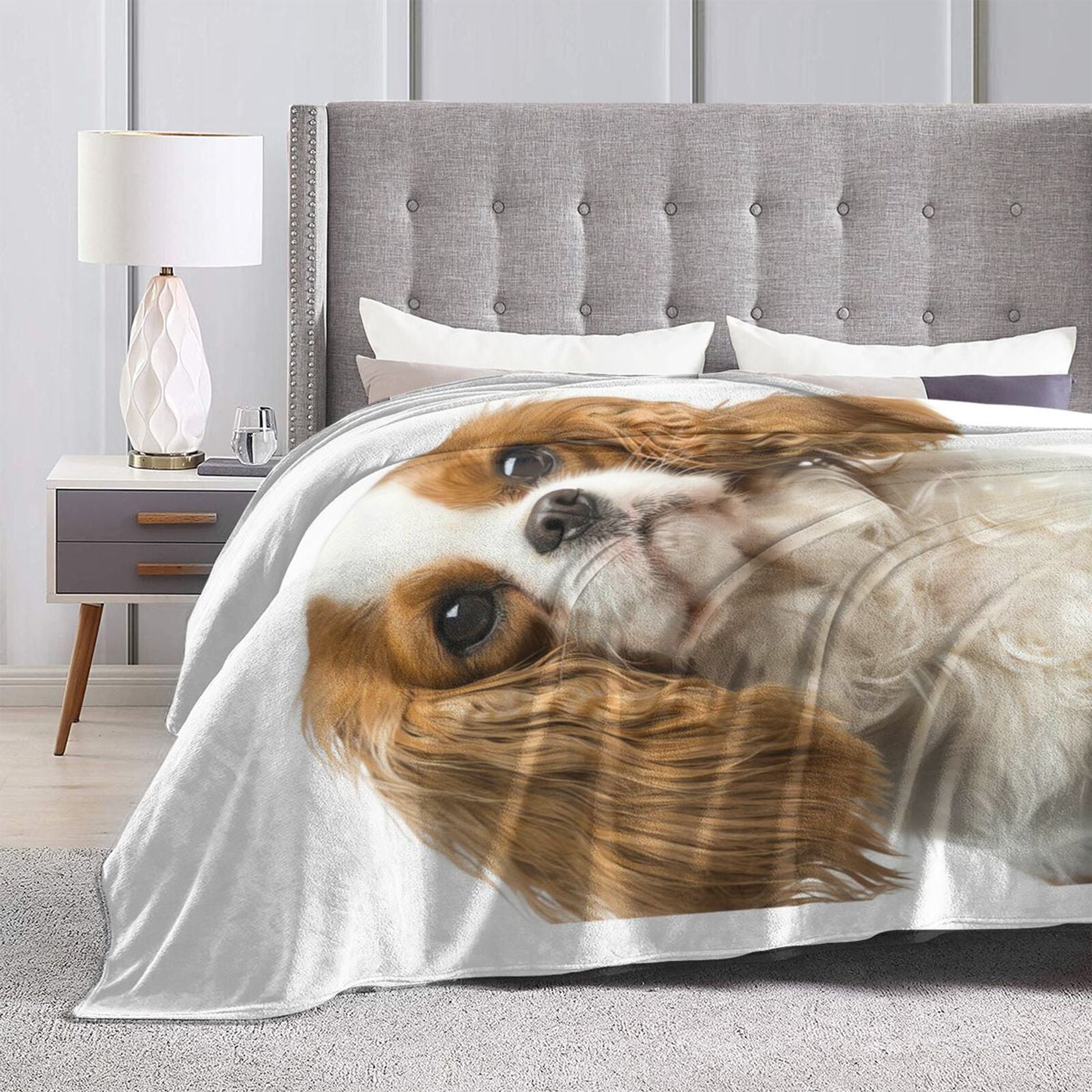 Wijzvio Cavalier King Charles Spaniel Dog Throw Blanket Soft Fuzzy Fleece Blanket For Couch Bed Living Room Decoration 60"X50"