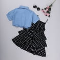 thumbnail image 3 of AURIGATE Baby and Toddler Girl Dress Toddler Kids Baby Girls Denim Jacket Polka Dot Slip Layered Dress Set Outfits, 3 of 5