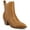 Tan, variant on Rosemary Western Pointed Toe Cuban Heel Casual Comfort Chelsea Booties