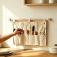 thumbnail image 6 of Beige Large Wall Hanging Cloth Pocket Organizer, No-Drill Storage Bag for Kitchen Bathroom Bedroom, Foldable Wall Mount Organizer for Toiletries Utensils, 15.7x10.2 Inches, 6 of 6