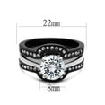 thumbnail image 2 of Women's 2.25 Ct Round Cut Cz Black Stainless Steel Wedding Ring Set Size 5-11, 2 of 5
