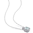 thumbnail image 4 of Everly Women's 1/2ct TGW Aquamarine and 1/10ct TW Diamond 10k White Gold Halo Pendant with Chain, 4 of 10
