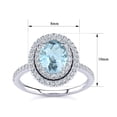 thumbnail image 4 of SuperJeweler 1 1/2 Carat Oval Shape Aquamarine and Double Halo Diamond Ring In Sterling Silver For Women, 4 of 5