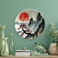 HENGT Mountain Tree Red Sun Bone China Decorative Plate Vertical Stand