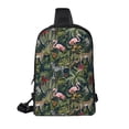 thumbnail image 2 of Rocae Flamingos And Palm Leaves for Lightweight Chest Bag Dual Pocket, Waterproof Crossbody Sling Bag for Men and Women, 2 of 8