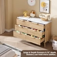 thumbnail image 5 of Fluted Dresser for Bedroom with 6 Deep Drawers, 47.2 in Tall Chest of Drawers with Faux Marble Top, Curved Profile Design, Modern Wooden Dresser, for Living Room, Kids Room, Hallway, Natural Oak, 5 of 8