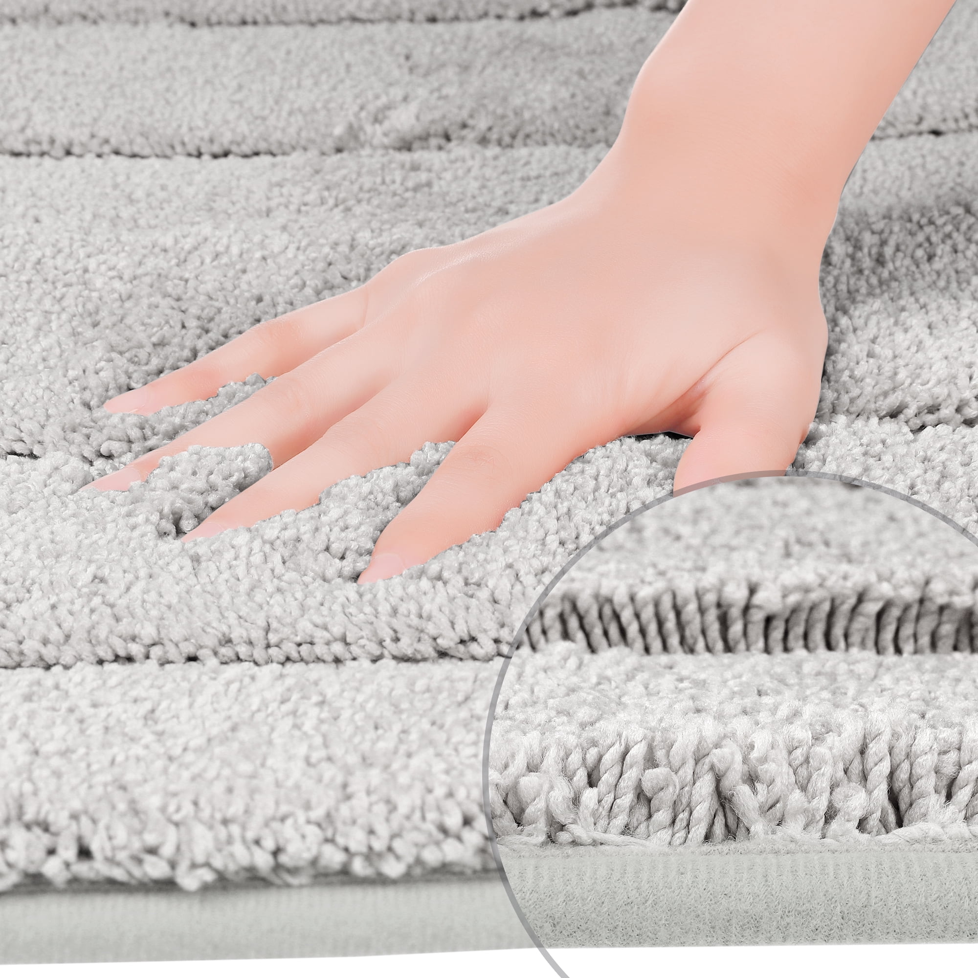 Unique Bargains Geometry Bathroom Rug Mat Soft Absorbent Non-Slip Comfortable Bath Rugs Light Gray 20" x 32"