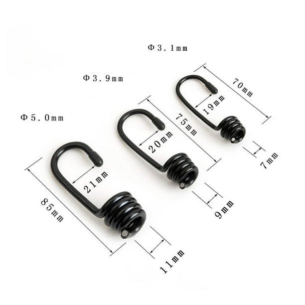 Yinanstore Rope Set Of 10 Metal Clips Black Spare Parts Rope Terminal Ends Shock Cord Open End Hooks For Resistance Bands Kayaks Straps , Small Other