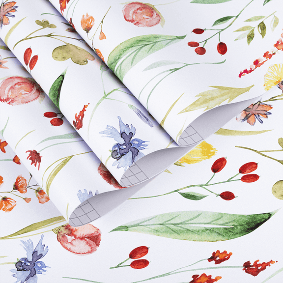 MIGGEE Floral Wallpaper Multicolor Peel and Stick Wallpaper Self Adhesive Wall Paper 17.3-in x 118-in Contact Paper for Home Mural Wall Decor Wall Covering Old Furniture Renovation