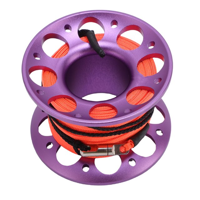 Aluminum Fishing Line Reel, Diving Spool, Diving Reel, Aluminum Marker Line Deployment with Stainless Steel Double Hook for Outdoor Boating Marine Operations