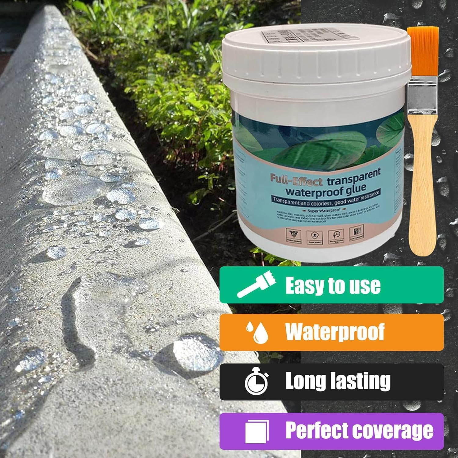 Detroitrain Transparent Waterproofing Glue, Detroitrain Polyurethane Waterproof Coating, Agent Roofs, Walls, Garden, Bathroom, Kitchen 3PCS