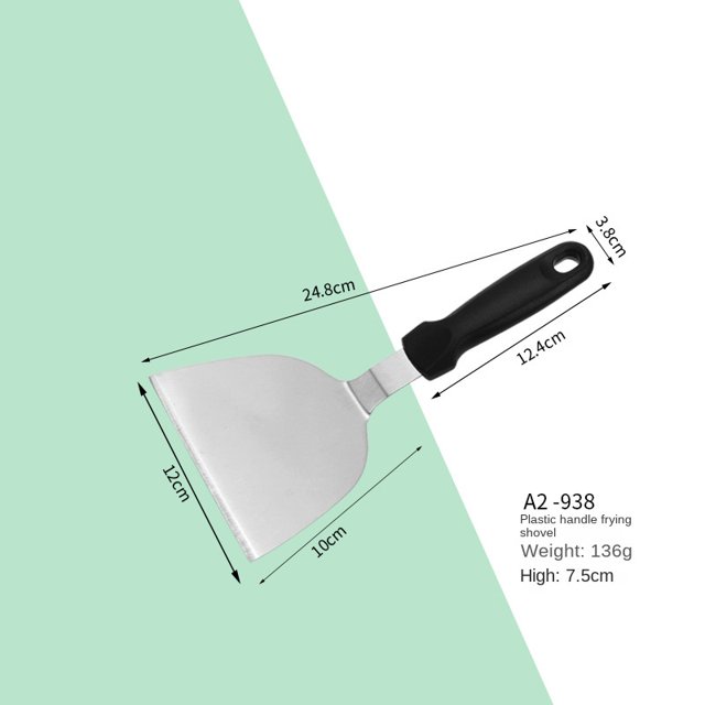 New Plastic Handle Stainless Steel Steak Frying Shovel Teppanyaki Spatula Kitchen Cooking Tools-HAPDEN