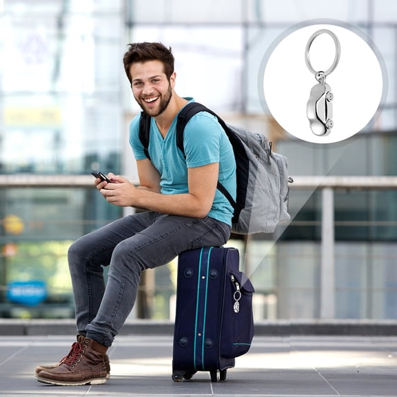 WHAMVOX Creative Car Shaped Keychain Novel Auto Key Ring Metal Key Chain Pendant Accessory (Silver)