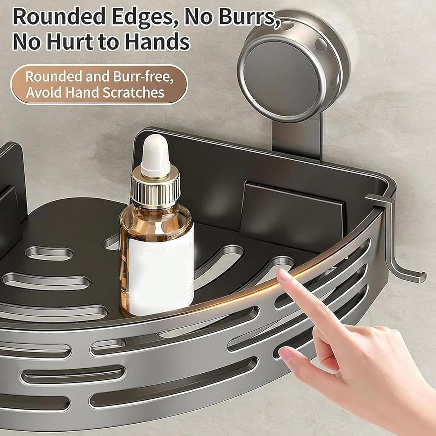 2 Pack Triangle Suction Cup Shower Caddy, Corner No Drill Bathroom Wall Mounted 2 Tier Organizer, Removable Heavy-Duty Strong Hold Bath Organizer Shelves, for Bathroom Hanging Storage (Black,2Pc)