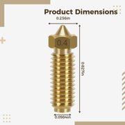 20 Pcs Nozzles, 0.4mm Brass 3D Printer Hotend, Smooth Inner Wall, M6 Thread, 0.8 x 0.2 in / 21 x 6 mm, High Compatibility Printer Parts for Kobra 3/Combo/S1